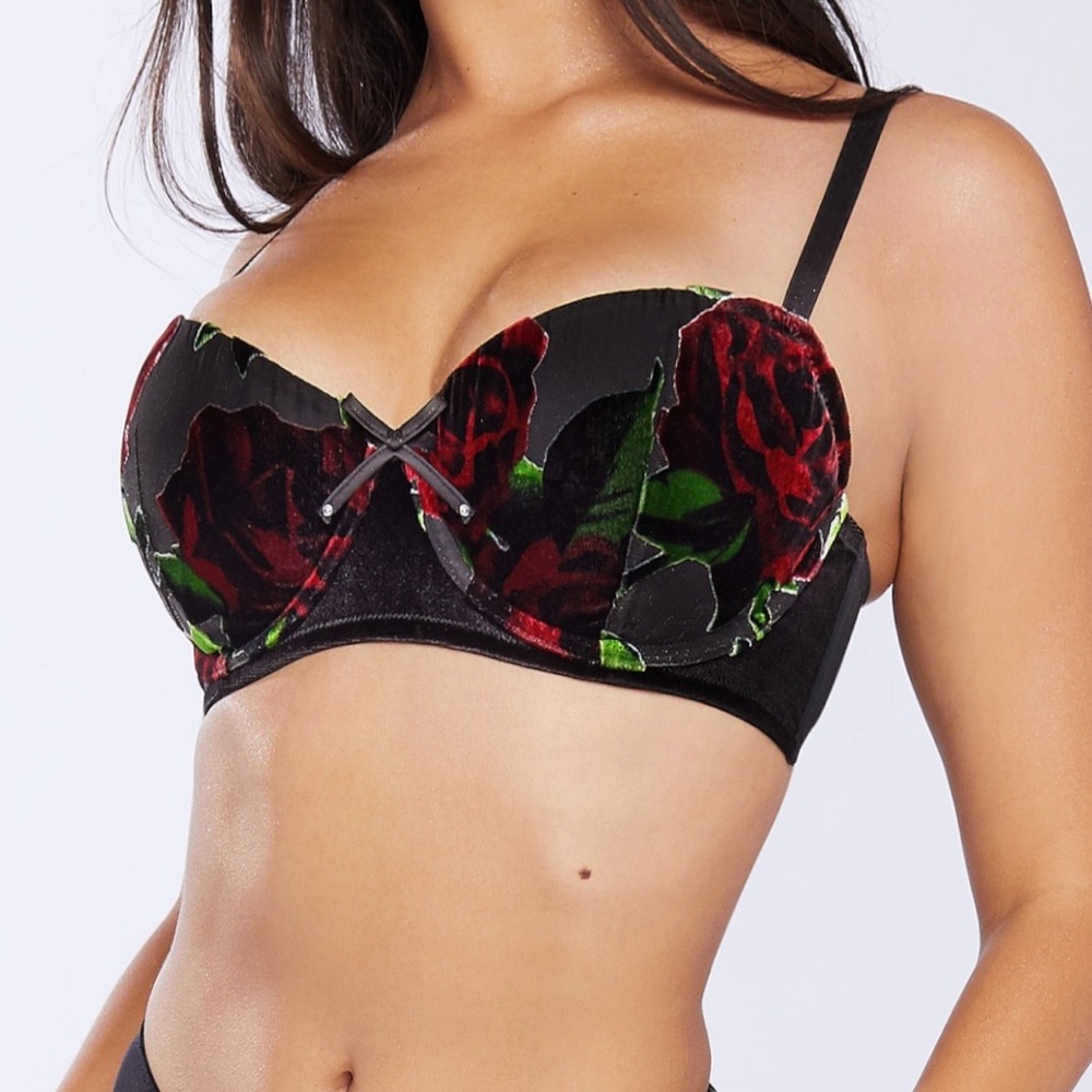 SAVAGE X FENTY Exploded Floral Velvet & Chiffon Balconette Bra 32B
